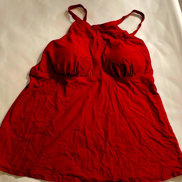 AQUA Eve red tankini swimsuit top 14W NWT - Picture 6 of 7